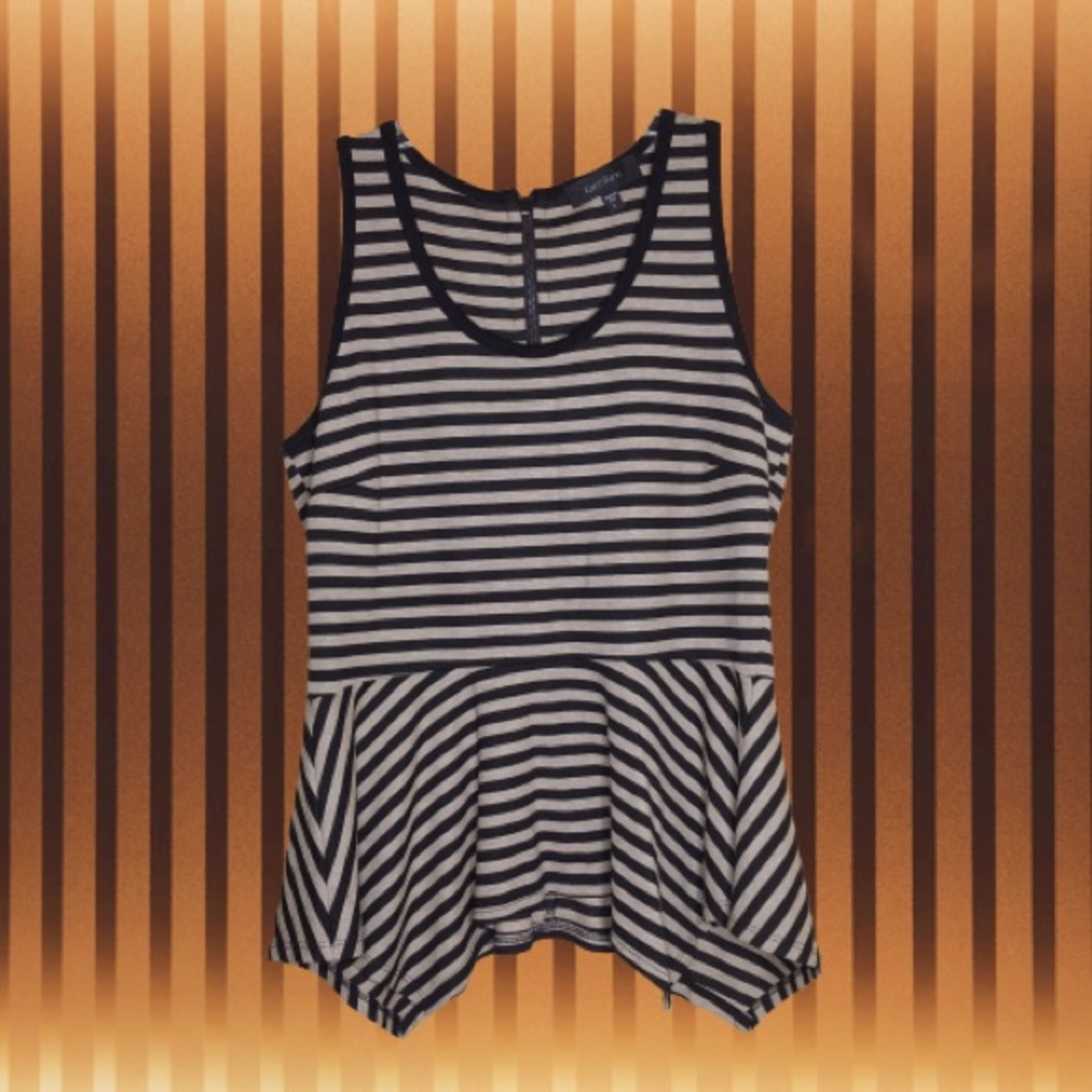 KAREN KANE sleeveless Black and Tan flowy blouse